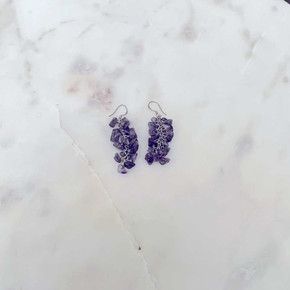 Real Silver + Amethyst Earrings